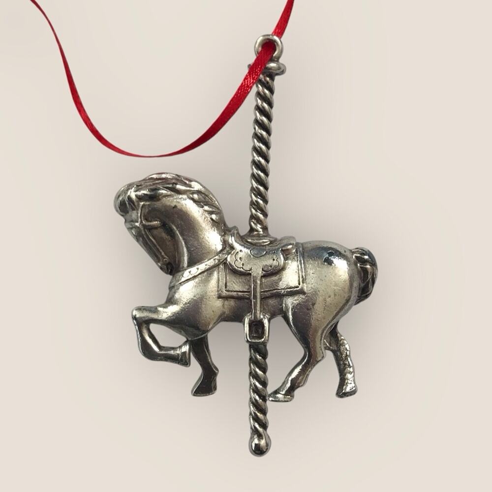 Vintage Towle Carousel Horse Christmas Ornament Silverplate 1990 with Box